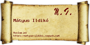 Mátyus Ildikó névjegykártya